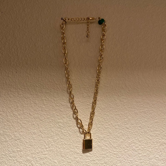 Gold lock chain necklace